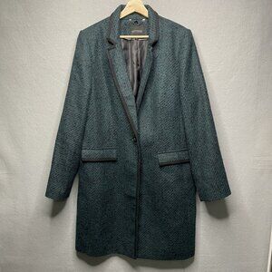 Banana Republic Italian Fabric XL Tweed Coat Woven By Nova Fides Black Satin